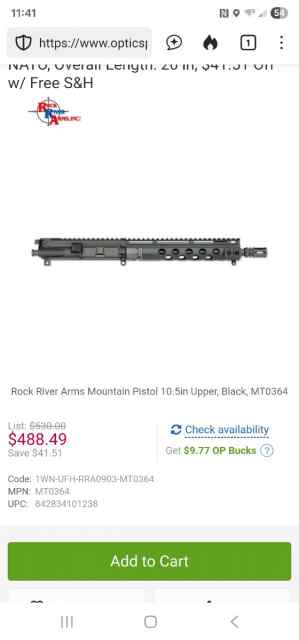 RRA 10.5 upper for red dot