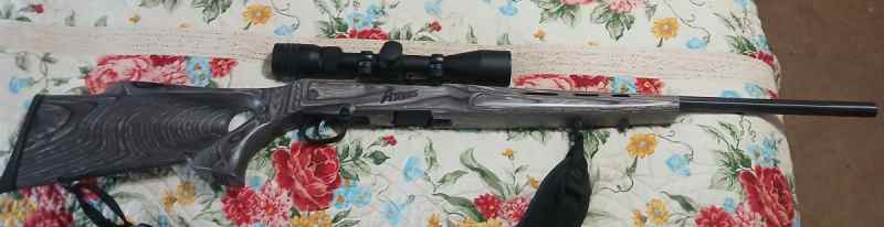 Savage A 22 with thumb hole stock 