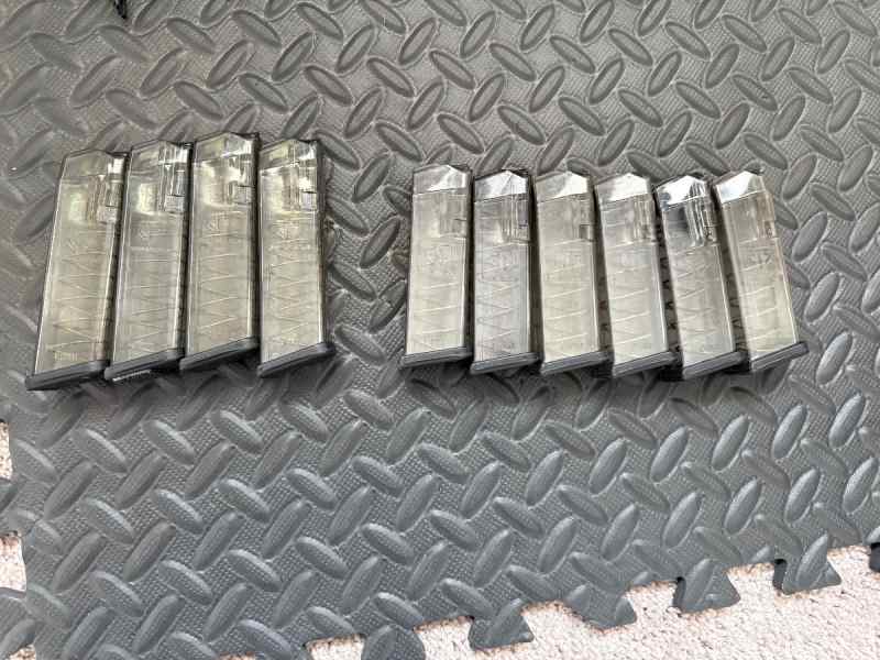 Ten Glock 19 and 17/34 ETM magazines