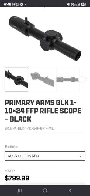 Primary Arms GLx 1-10 acss Griffin 
