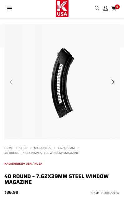 $$**WTB Kalashnikov USA AK47 40Rd Window Mag**$$